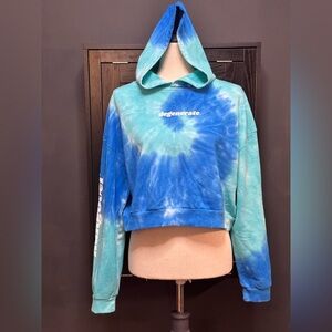 Barstool crop top hoodie, degenerate/hungover tie dye